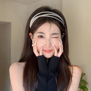 Lingmeng french retro three-layer imitation pearl headband, temperament and versatile going out headband, high skull, face wash and hair press headband, three-layer imitation pearl headband 1 piece