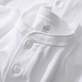 Chukuo heavyweight pure cotton henley short-sleeved t-shirt men's summer american retro trend ins loose casual henley collar t-shirt white s (recommended 90jin jin equals 0.5kg -110jin jin equals 0.5kg)