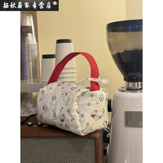 Autumn and winter new hello kitty large-capacity cosmetic bag portable storage bag wash bag three-dimensional super cute handbag for women bubble cotton kitty