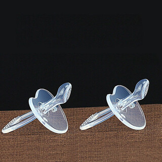 Yoshida hisamori transparent pacifier round head flat head baby silicone bite-resistant baby super soft sleep-type sucking stick 2 packs for night use - thumb type transparent style