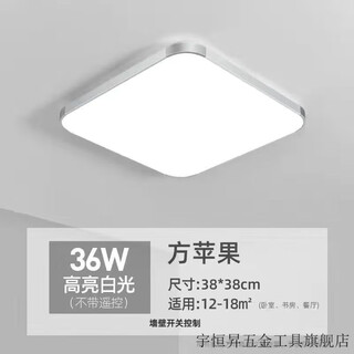 Vinoa led ceiling lamp square simple modern bedroom lamp balcony lamp study restaurant aisle corridor conference room lamp silver 38*38cm36w high light