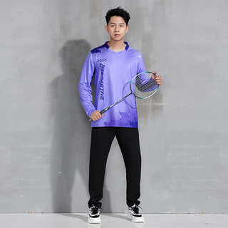 Butterfly ball new badminton wear men's and women's sports suit autumn and winter long sleeve quick-drying air volleyball table tennis jersey training wear customized f111a men's top purple + 1101 men's trousers black xl