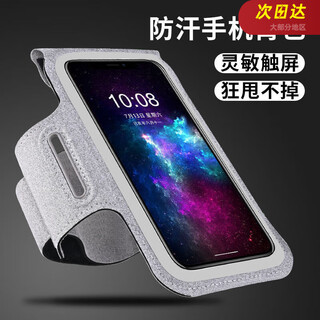 Sanqihu running arm bag for men and women, outdoor sports arm bag, fitness equipment, universal mobile phone cover, wrist bag, anti-sweat, hemp gray large size, universal
