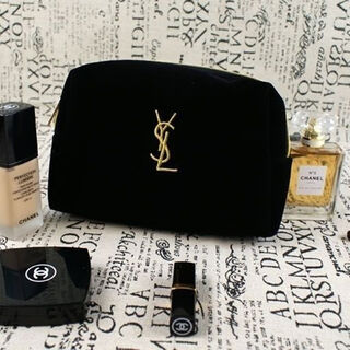 Cosmetic bag velvet storage bag small portable black embroidered clutch makeup cosmetics storage bag velvet cosmetic bag