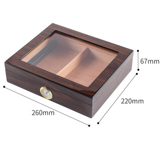 Set of hakka cigar humidor three-layer small household cigar cabinet cigar box spanish cedar wood aging box storage box transparent window holds about 30 cigars
