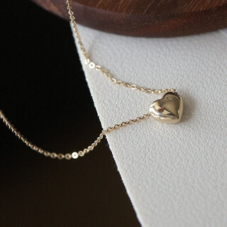 Baozha jumei korean gold 14k gold necklace heavy industry plain gold glossy single heart-shaped love peach heart pendant clavicle chain necklace one piece