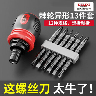 Delixi ratchet screwdriver household retractable cross one-word dual-use small screwdriver set multi-functional retractable price-performance ratio recommended ratchet multi-function 12-in-1