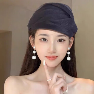 Bai shilin high-end french fashion women's half-hat headband for women breathable white hair cover artifact going out women's high-end headband headwear black