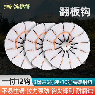 Lingyunhe flip hook, explosive hook, sea rod fish hook set, bait plate hook, fishing hook, throwing rod, silver carp and bighead carp replica fish hook, anti-hanging bottom, 12 hook styles, 3 sets in total, 6 sets, no. 10, strong pulling force, sharp hook tip