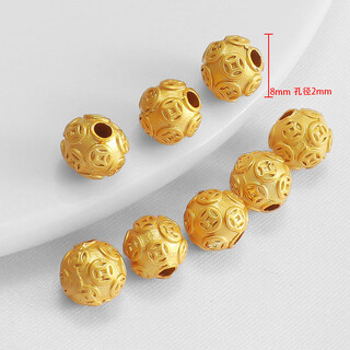 Fat donglai's same style bag 18k gold beads loose beads matte gold color-preserving thick coins hollow barrel beads matte gold small thick coin beads 8mm each
