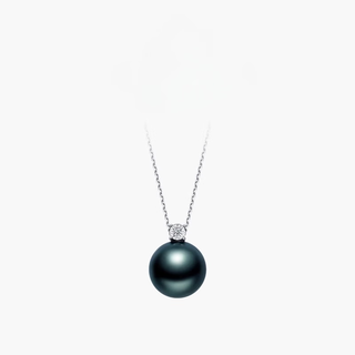 Muqin 18k gold seawater black pearl chain brand yiwanyuan versatile pearl pendant is a gift for girlfriend about 10-10 jewelry