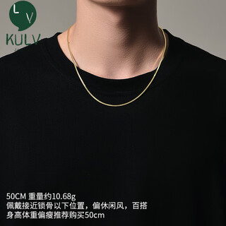 Fat donglai's same chinese valentine's day gift, 18k gold-plated necklace for men, snake bone chain for women, trendy stacked hexagonal shape, gold color 50cm