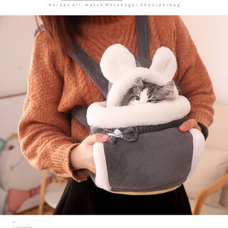 Ishtar cat bag going out portable cat outing bag large capacity carrying winter warm dog school bag pet backpack gray rabbit ear cat bag s smaller recommendation 6jin jin is equal to 0.5kg within
