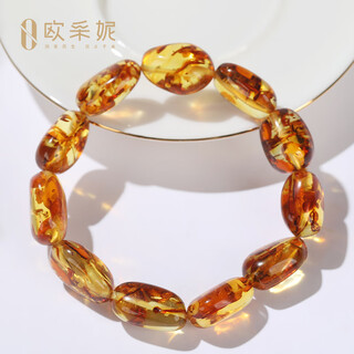 Oucerny flower amber bracelet natural raw stone amber beeswax bracelet shape bracelet men and women style single circle bracelet 10-12g