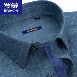 Romon warm shirt men's velvet thickened pure cotton plaid autumn and winter long-sleeved casual loose men's shirt 2w7805010 warm 42