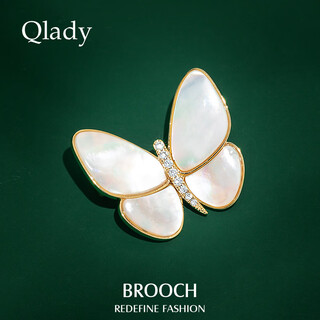 Qlady butterfly brooch, high-end female brand, corsage, suit, anti-exposure, mother-of-pearl brooch, silk scarf buckle, birthday gift for elders