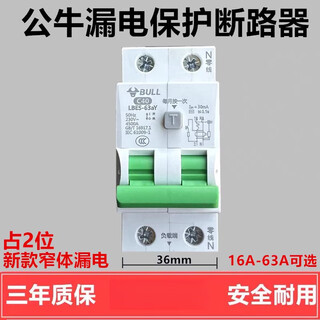 Bull 2-position leakage protector air conditioner water heater 2p air circuit breaker narrow body leakage protector 36mm 63a