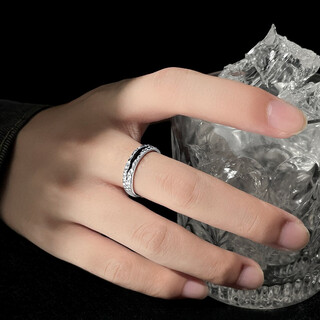 Molc925 silver ring men's trendy niche single ring hip-hop index finger opening adjustable personalized ring birthday gift r0305 <abyss> silver ring