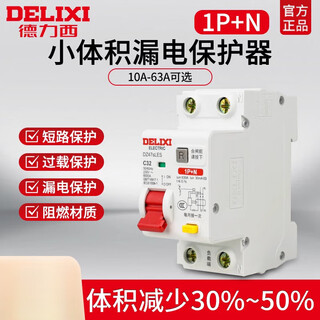 德力西（DELIXI）DZ47SLES漏电保护器1P+N家用220v漏保断路器空气开关 1P N 63A