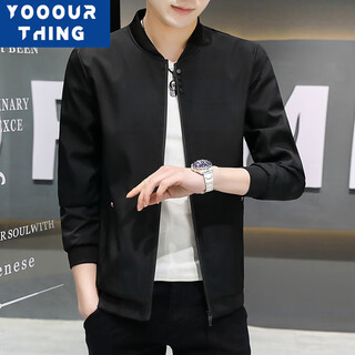 Yooourthing2024 autumn and winter fashion jacket men's slim fit versatile fashion trend four-button jacket men black xl recommended 110-140jin jin equals 0.5 kg