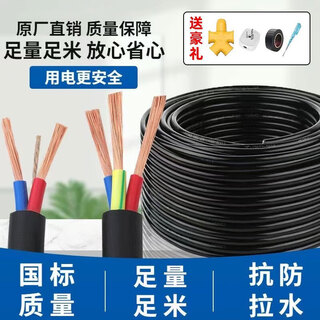 National standard rvv cable 2 3-core 1.5 2.5 4 6 10 square meters outdoor copper-clad aluminum household construction site power cord 2-core 2.5 square meters 100 meters (full meter) free 4-piece set