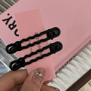 Jisenjia candy color seamless duckbill clip broken hairpin women's forehead bangs side clip headwear back of the head straight clip hairpin wavy duckbill clip black pair