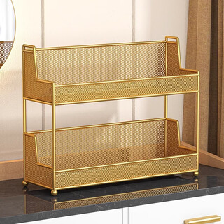Lin's boy cosmetics storage box desktop dressing table skin care product storage rack lipstick organizer snacks and sundry storage rack gold double layer large
