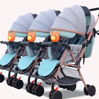 Chuangjingyi chooses triplets stroller. twins triplets stroller can be detached, sit, lie down, foldable and rechargeable. green / detachable and reversible triplets.