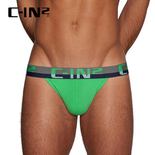 C-in2 new men's underwear thong u convex bag exposed buttocks sexy low-waisted single thong for men 8002fc green 394- 1 pair m suitable for 2 feet 4-2 feet 5 waist (31-33 size)