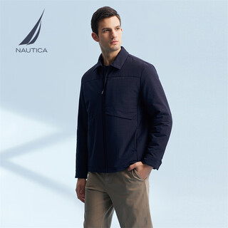Nautica shopping mall same style autumn and winter new dark plaid lapel comfortable warm thick jacket cotton jacket men jm4402 navy blue 4nv m