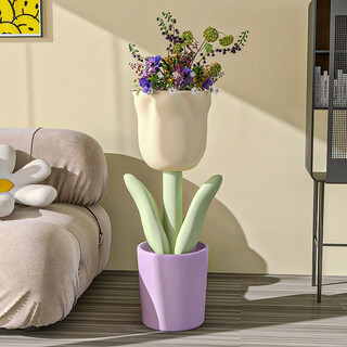 First sight of nordic tulip floor-standing ornament vase in the living room next to the tv cabinet internet celebrity small fresh opening gift flower pot tulip floor-standing storage vase