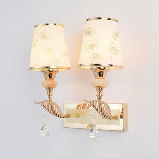 Fenglanq wall lamp bedside lamp nordic modern european style simple creative led american bedroom living room corridor staircase wall lamp 041 double-head cloth lampshade switch at home -.led