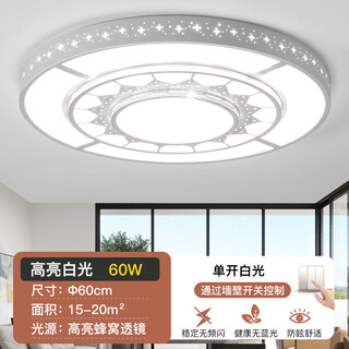 畅玩2024年圆形客厅灯现代简约大气酒店大厅会议室led吸顶大灯2米 【星光】直径60厘米白光60瓦