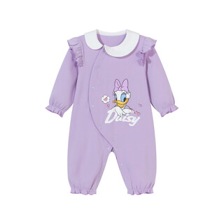 Disney infant and toddler jumpsuit spring and autumn girls side open button jumpsuit pure cotton comfortable jumpsuit purple 80cm