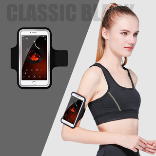 Oeing running mobile phone bag arm bag arm wrist men's and women's special equipment mobile phone bag fitness sports mobile phone arm cover classic black 5.5-6.5 inches large size universal