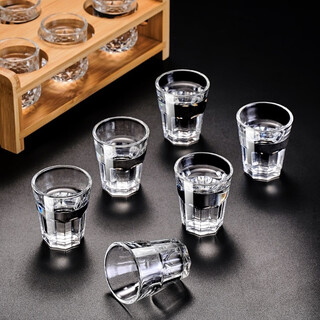 Enshousu chinese household white wine glass and wine set, glass shot glass, small goblet, liquor glass, white wine glass series - 6 pieces, classic event style - octagonal cup 50ml (1 tael)