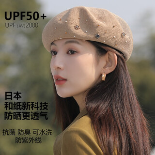 Xiangxue yuxiu japanese japanese paper beret women's spring and summer breathable fashion versatile painter's hat elegant thin octagonal hat women's khaki color one size