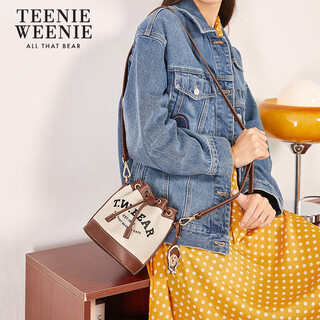 Teenie Weenie水桶包女学院风可爱熊熊百搭通勤斜挎包开学季礼物送女友