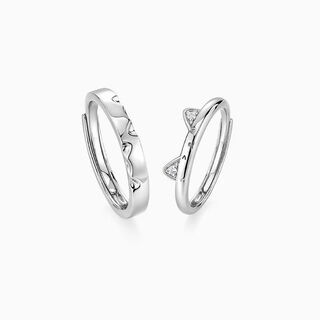 Bxes925 sterling silver cat diary couple ring ins exquisite, gentle, sweet and versatile couple ring commemorative gift cat diary couple ring couple pair gift box
