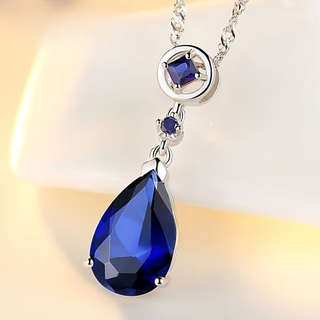 Erli sapphire pendant women's color gemstone tanzanite necklace sterling silver plated 18k gold fashion colorful precious gift