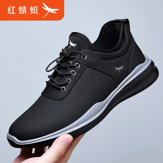 Red dragonfly men's shoes 2025 new versatile business breathable cowhide shoes men's breathable casual shoes sports dad shoes men's black single shoe style c0220680 41 leather shoe size, this style 40 = sports shoe size 41