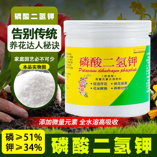 Potassium dihydrogen phosphate special flower growing fertilizer for green plants and flowers. foliar fertilizer to promote flowering. phosphorus and potassium trace elements water-soluble fertilizer. potassium dihydrogen phosphate 200g + ferrous sulfate 200g.