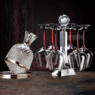 Depinte high-end burgundy tall glass decanter wine set wine glass crystal red wine glass set red stem red wine glass silver gyro decanter set