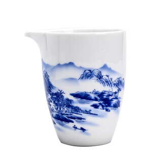 Sailotou blue and white porcelain fair cup tea leakage set household tea filter tea sea tea filter tea divider kungfu tea set blue and white porcelain landscape fair cup