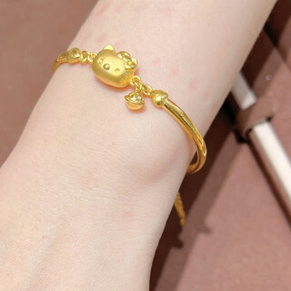 Hellokitty hello kitty bracelet cute light luxury ins niche design advanced birthday gift for girlfriend 3d kt cat bracelet bell style