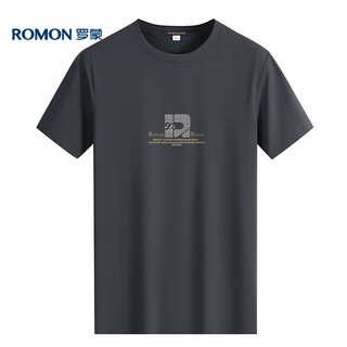 Romon kurzärmeligte T-Shirt für Männer Sommer lässige Kurzärmel-Männer Eis Silk Basis-Hemd T-Shirt für Männer LM688 Grau L.