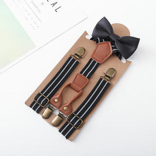 Shuli men's and women's children's suspender clips british style striped high-quality elastic elastic suspenders 4-clip suspender clip children's suspender set double suspender set