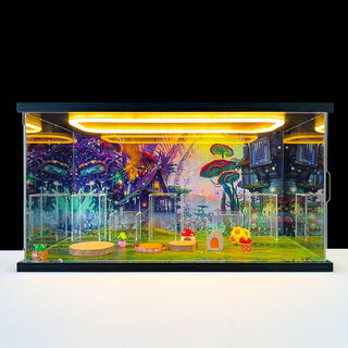 Suitable for bubble mart polar hello paula season series back light scene can open the door dust cover light painting scene style + props only display box