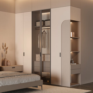Kuka whole house customized wardrobe bedroom storage modern simple light luxurious cloakroom overall storage wardrobe tips for customization intention gold