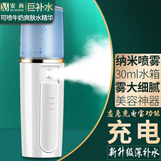 Anshang oxygen injection instrument home hydrating instrument nano sprayer face and eyes beauty instrument moisturizing magic instrument humidification instrument steaming instrument for wife, mother, girlfriend birthday gift charging 30ml nano spray power bank function white